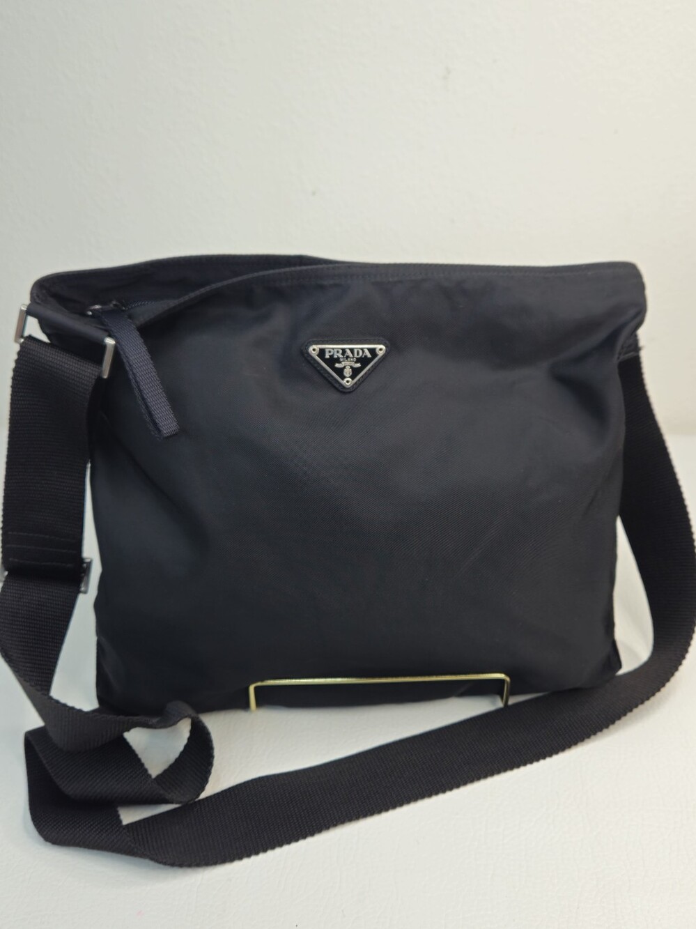 Authentic Y2K Prada Tessuto Nylon Black Crossbody Messenger Bag Italy